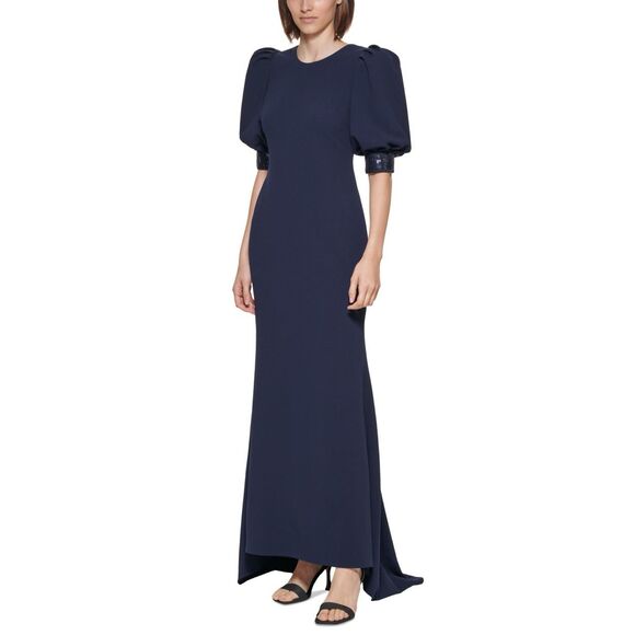 Calvin Klein Sequined Puff-Sleeve Gown Size 12 - Picture 1 of 3